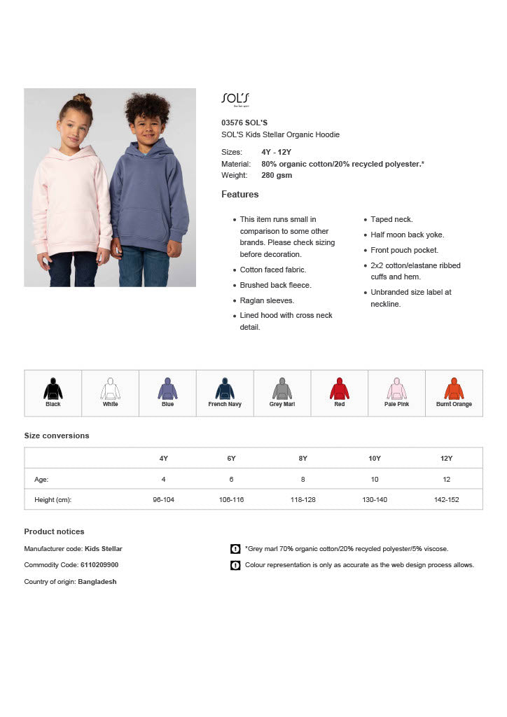 SOL'S Kids Stellar Organic Hoodie