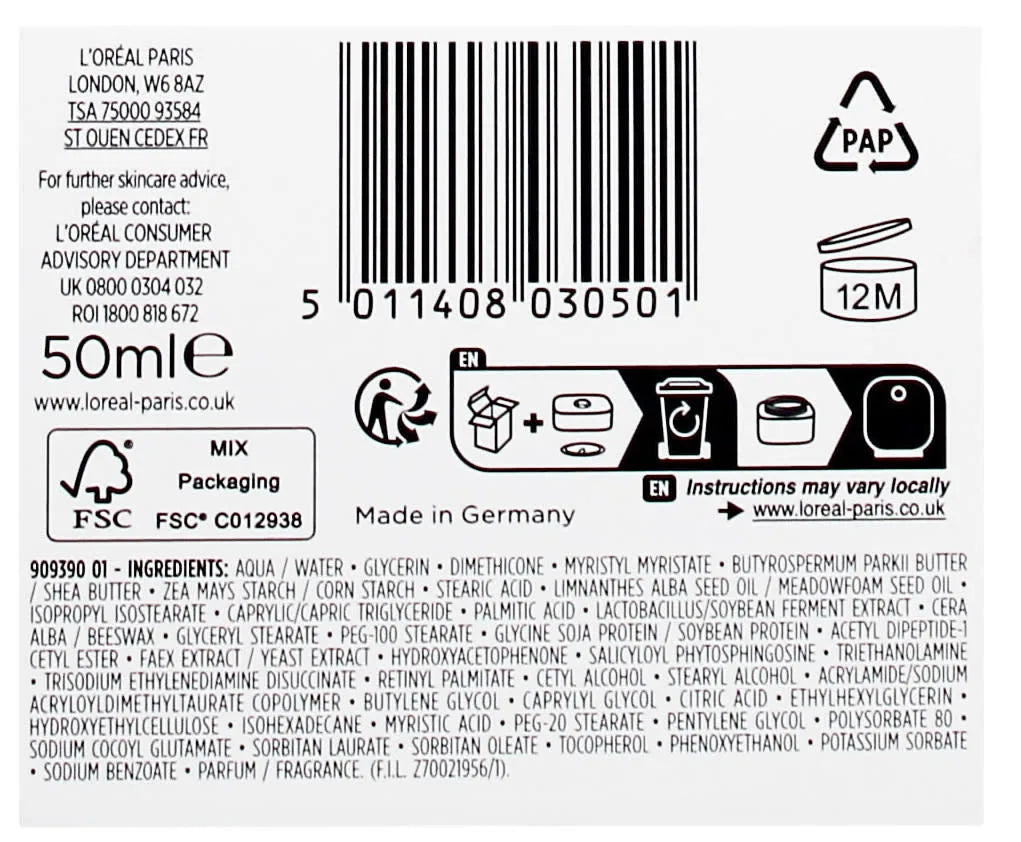 L'OREAL REVITALIFT 50ML HYDRATING DAY CREAM ANTI-WRINKLE & EXTRA-FIRMING COSLOR605