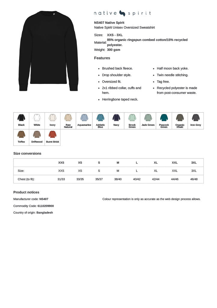 Native Spirit Unisex Oversized Sweatshirt NS407
