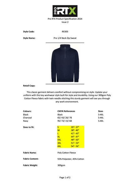 Pro RTX Pro 1/4 Neck Zip Sweatshirt RX305