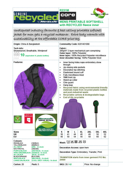 Result Core Printable Soft Shell Jacket (R231M) RS231M