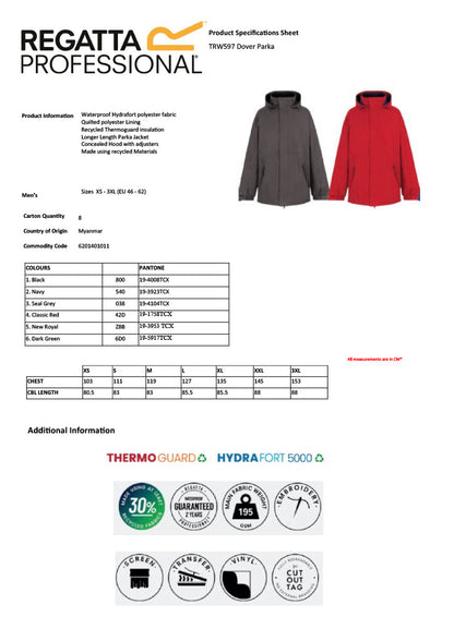 Regatta Dover Parka Jacket (TRW597) RG745