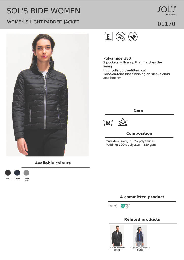 SOL'S Ladies Ride Padded Jacket