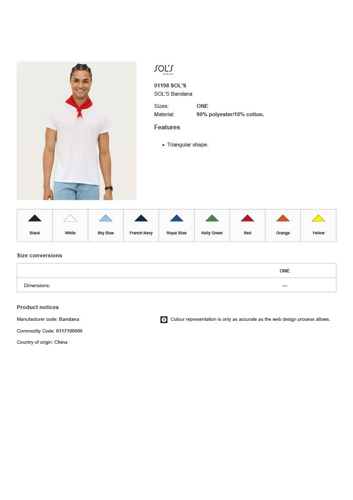 SOL'S Bandana | Triangular shape