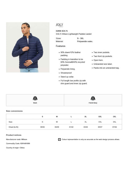 SOL'S Wilson Lightweight Padded Jacket
