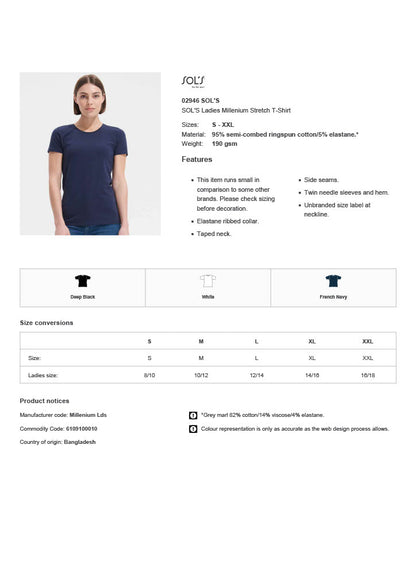 SOL'S Ladies Millenium Stretch T-Shirt
