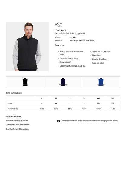 SOL'S Race Soft Shell Bodywarmer