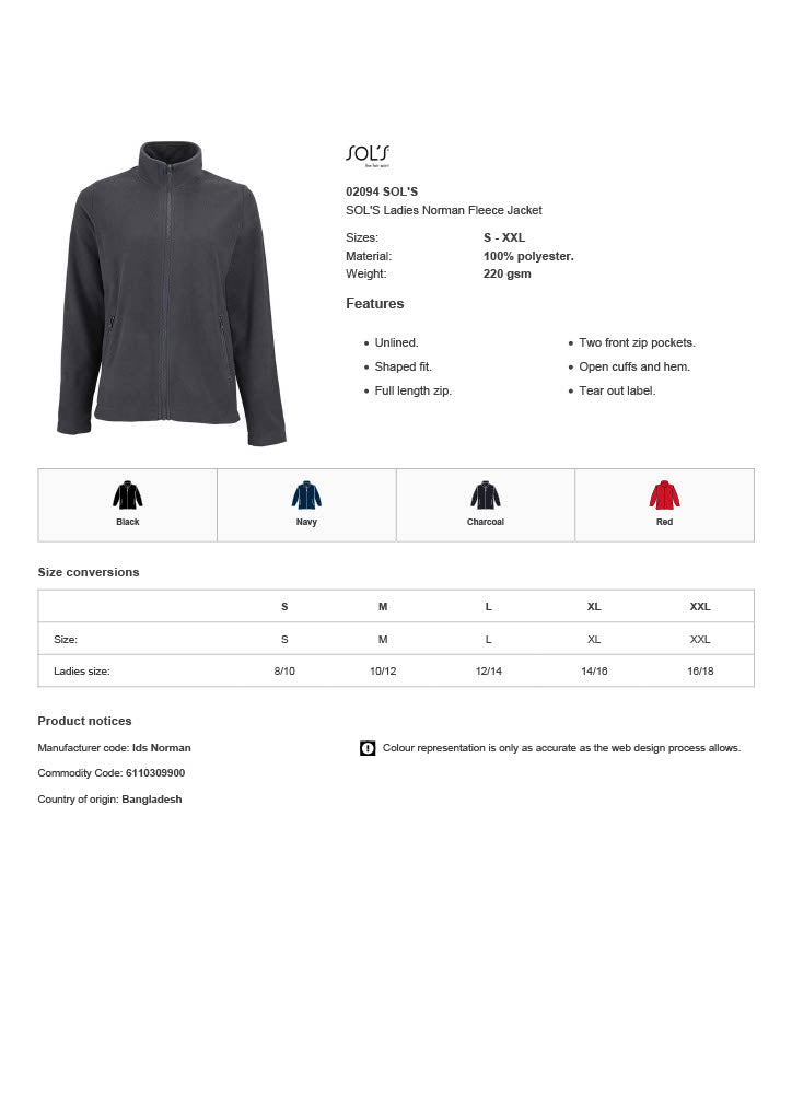 SOL'S Ladies Norman Fleece Jacket