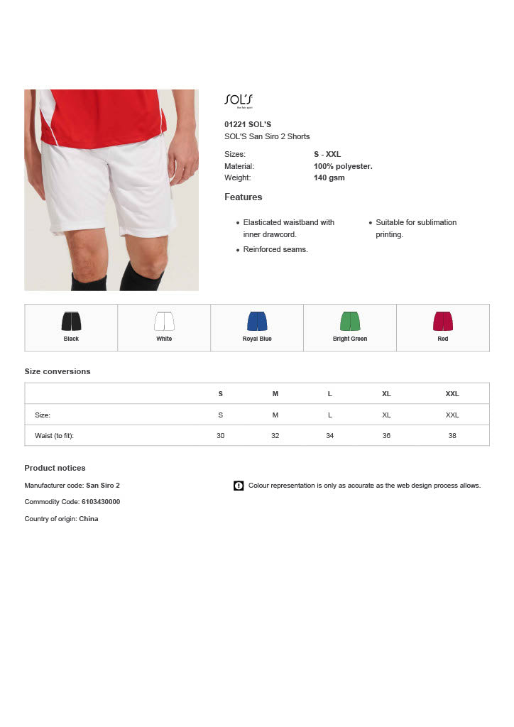 SOL'S San Siro 2 Shorts