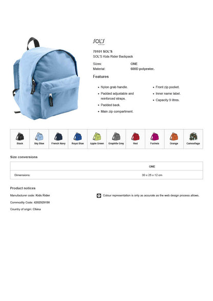 SOL'S Kids Rider Backpack