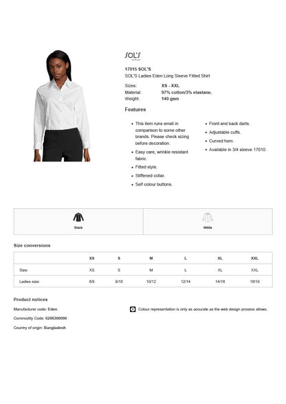 SOL'S Ladies Eden Long Sleeve Fitted Shirt