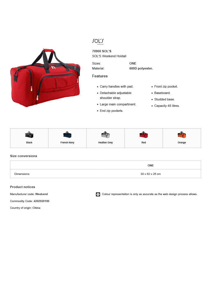 SOL'S Weekend Holdall