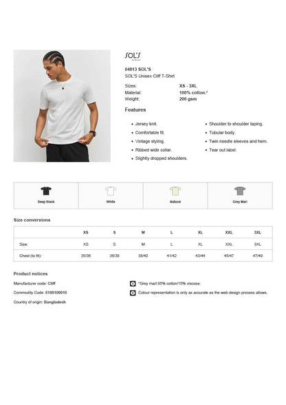 SOL'S Unisex Cliff T-Shirt