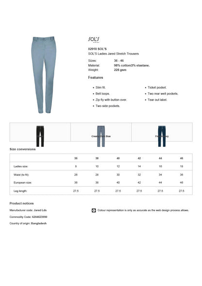 SOL'S Ladies Jared Stretch Trousers
