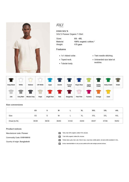 SOL'S Pioneer Organic T-Shirt