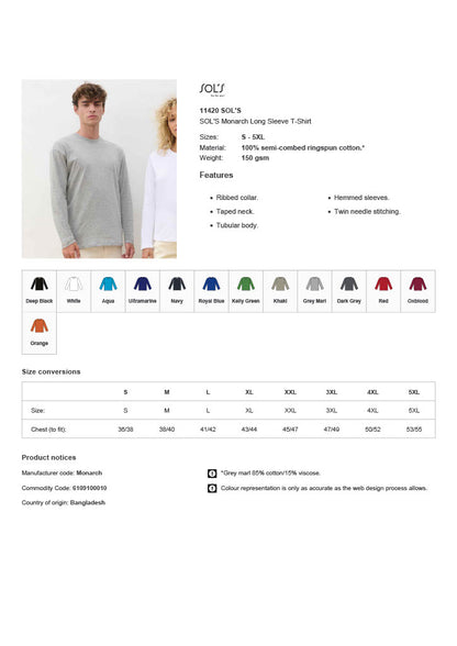 SOL'S Monarch Long Sleeve T-Shirt