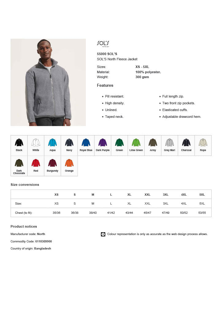 SOL'S North Fleece Jacket