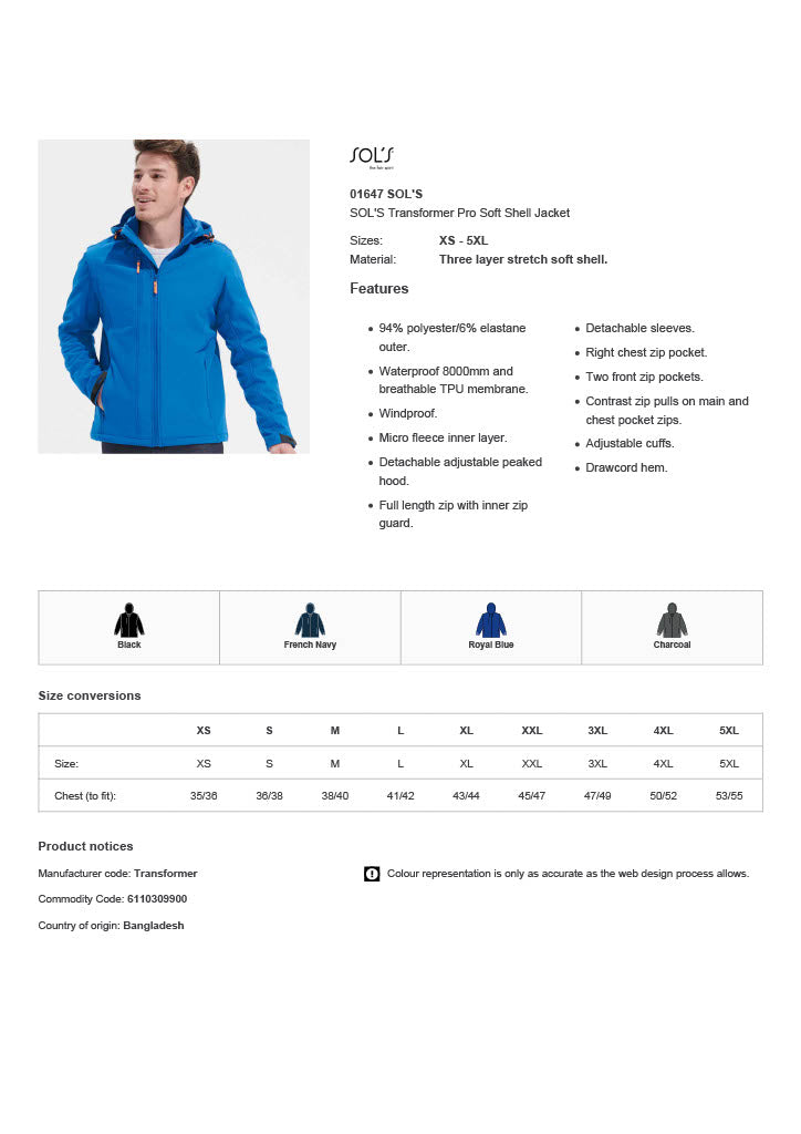 SOL'S Transformer Pro Soft Shell Jacket