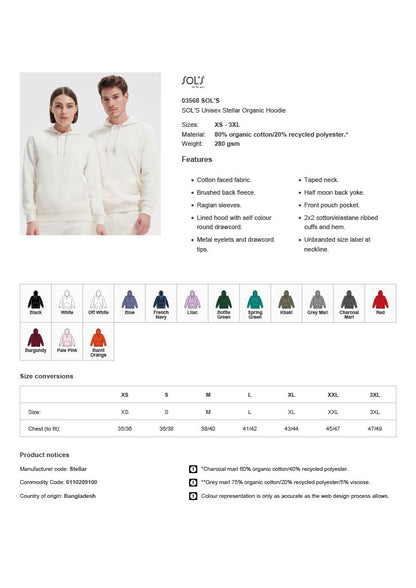 SOL'S Unisex Stellar Organic Hoodie