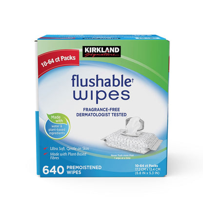 Kirkland Signature Moist Flushable Wipes, 640 Count | 1652990