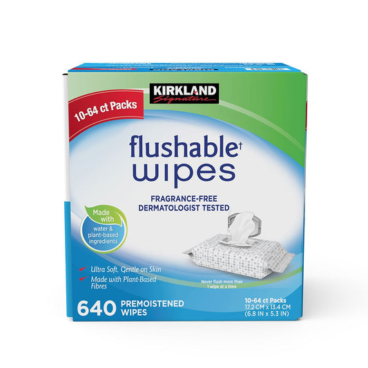 Kirkland Signature Moist Flushable Wipes, 640 Count | 1652990