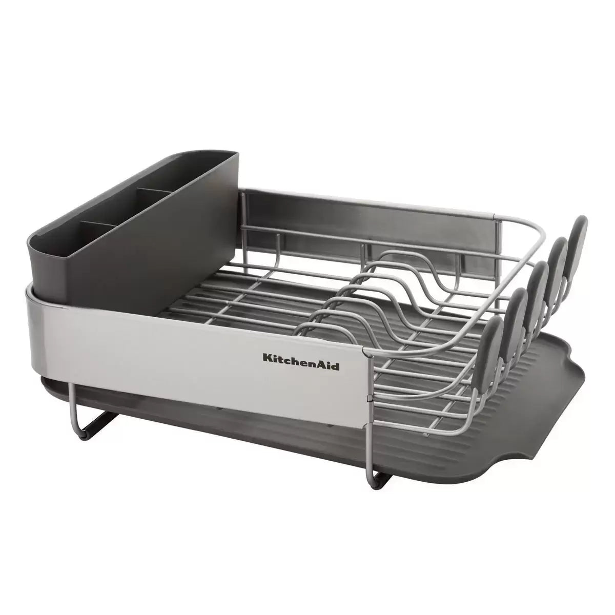 Kitchen Aid Compact Dish Rack with Stainless Steel Panel in Grey