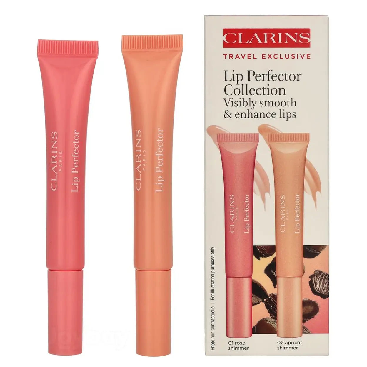 CLARINS 2X12ML LIP PERFECTOR COLLECTION DUO CANDY SIMMER 05 & ROSEWOOD SIMMER 06  COSCLA856