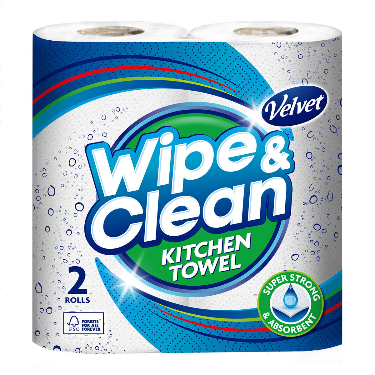 Velvet Wipe & Clean Kitchen Roll Towel, 20 x 75 Sheet Pack