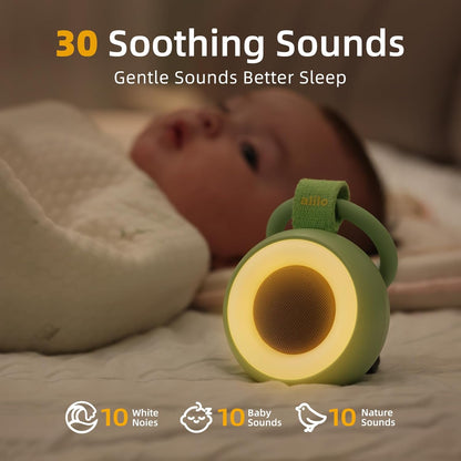 alilo White Noise Machine, Portable Sound Machine for Baby Kids Adults, 30 Soothing Sounds Therapy for Sleeping, Rechargeable Sleep Soother with Night Light & 3 Timer Newborn Gift (Pocket Soother)