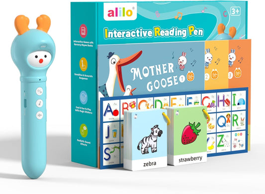 alilo Learning Educational Toys for Toddlers 3-4-5-6, Interactive Reading Pen Set for Kids, with 3 Learn to Read Book, 100 Talking Flash Cards, 540 Recording Stickers, Music Card