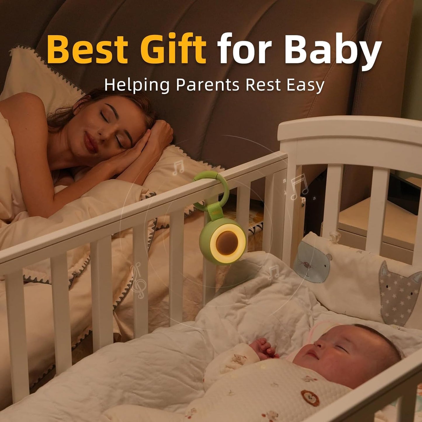 alilo White Noise Machine, Portable Sound Machine for Baby Kids Adults, 30 Soothing Sounds Therapy for Sleeping, Rechargeable Sleep Soother with Night Light & 3 Timer Newborn Gift (Pocket Soother)