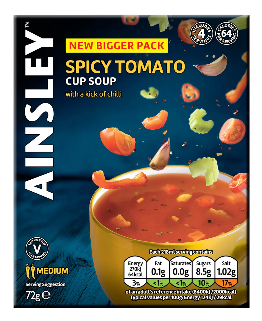 AINSLEY HARRIOTT CUP SOUP SPICY TOMATO 4 PACK FOAIN011