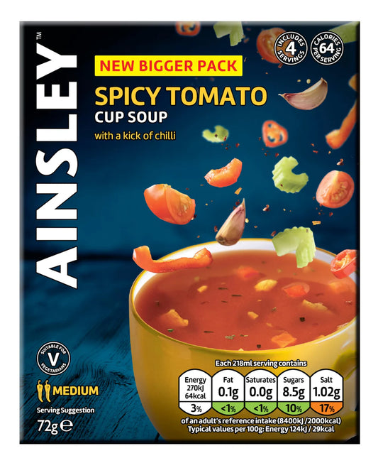 AINSLEY HARRIOTT CUP SOUP SPICY TOMATO 4 PACK FOAIN011