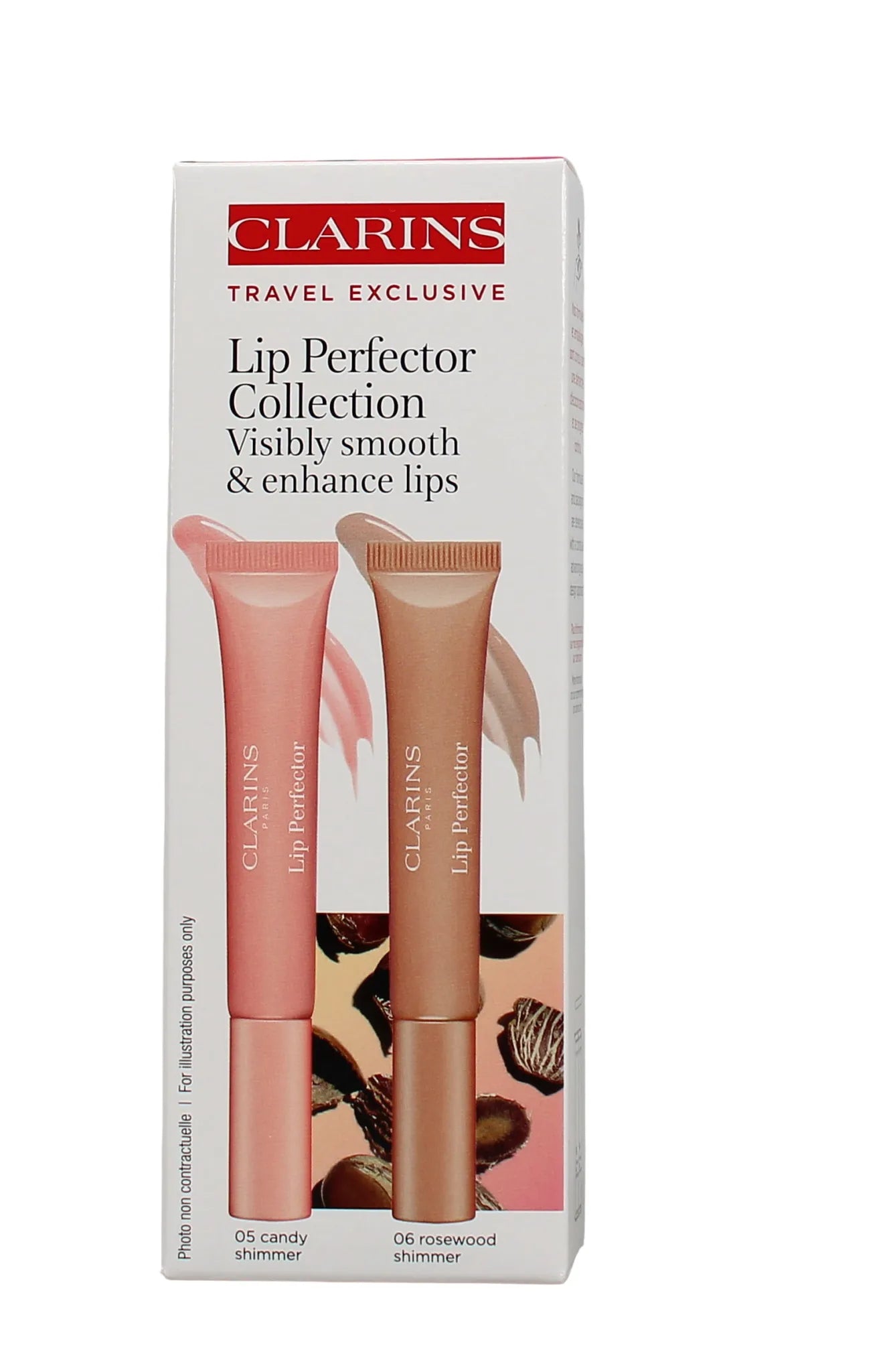 CLARINS 2X12ML LIP PERFECTOR COLLECTION DUO CANDY SIMMER 05 & ROSEWOOD SIMMER 06  COSCLA856
