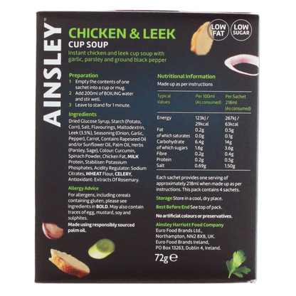 AINSLEY HARRIOTT CUP SOUP CHICKEN&LEEK 4PK FOAIN008 ( BB: Apr 30, 2027)