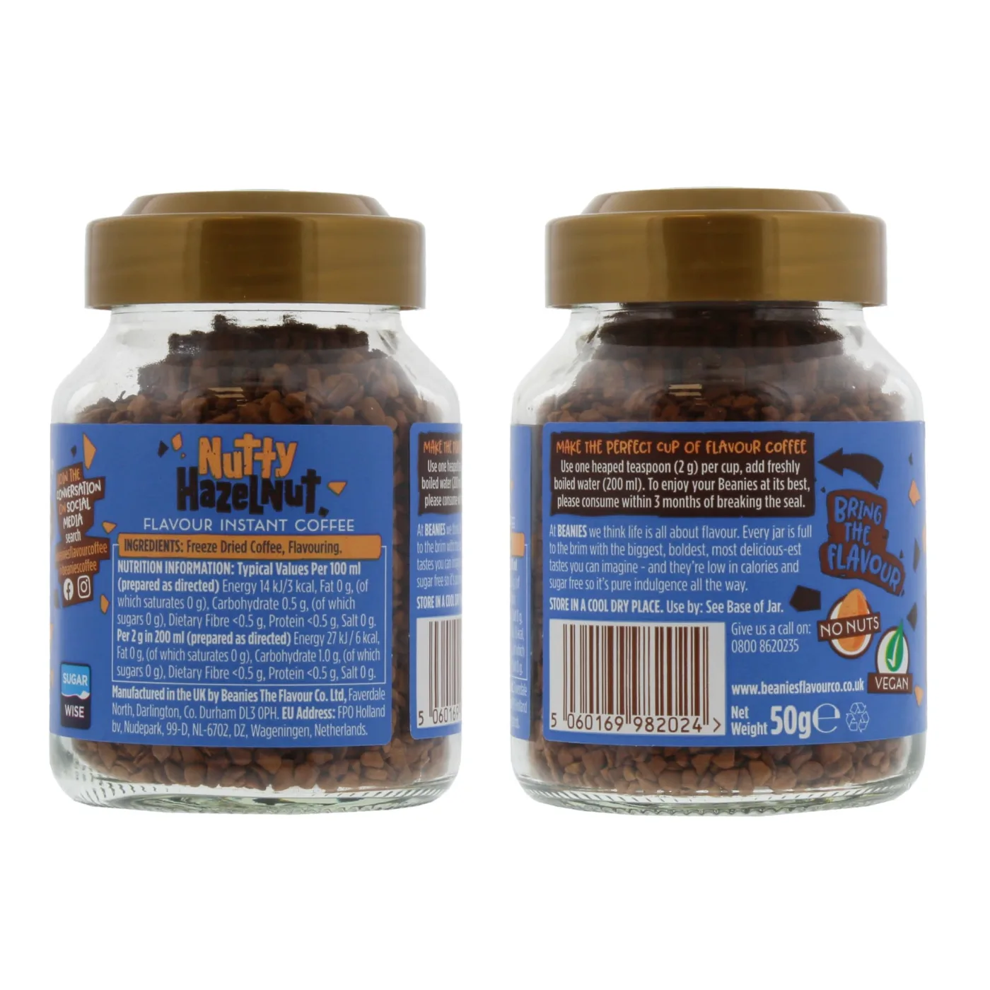 BEANIES 50G FLAVOUR COFFEE NUTTY HAZELNUT FOBEA006