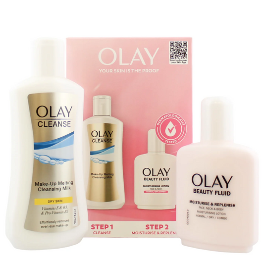 OLAY GIFT SET 2PC (200ML CLEANSING MILK & 100ML BEAUTY FLUID MOISTURISING LIQUID) GSCOSOLA030