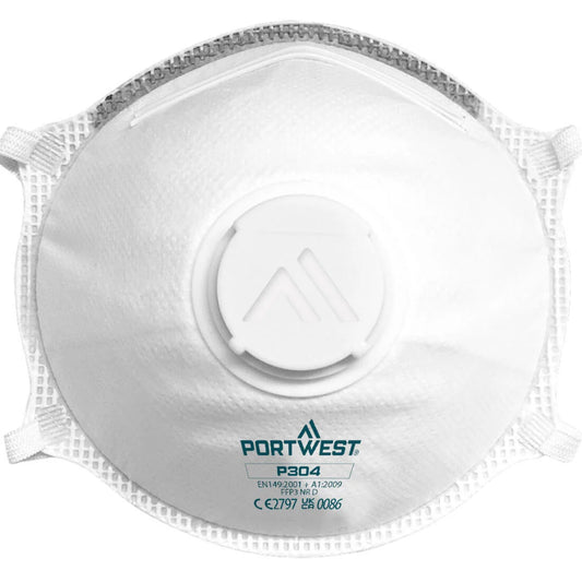 Portwest FFP3 Valved Dolomite Light Cup Respirator (Pk10) P304