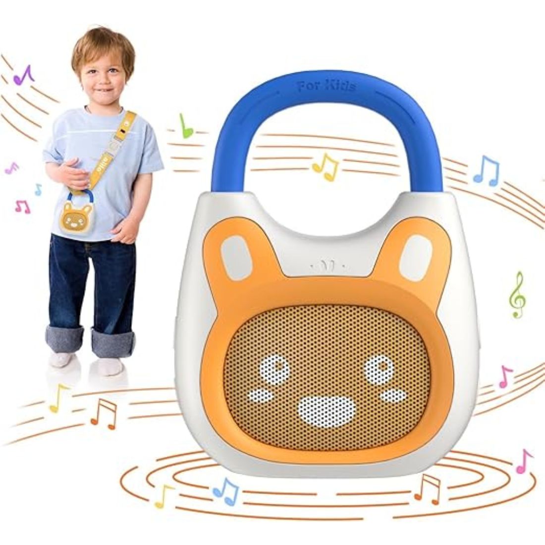 alilo Pocket Bunny Portable Kids Music Player, Musical Toys for Toddlers 1-3-5, Preloaded 120+ Stories/Music/Lullabies/White Noise,High Fidelity Sound Travel Bluetooth Speaker (with Strap and Ring)