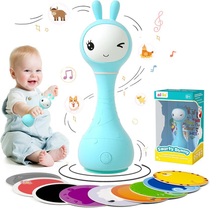 alilo Smarty Bunny Baby Rattle Musical Light Up Sensory Toys, Infants Newborns Baby Teething Toys 0-3-6-7-12 Months,1 Year Old boy/Girl Gifts 4 Music Modes and Color Recognition Function