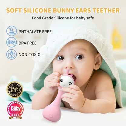 alilo Smarty Bunny Baby Rattle Musical Light Up Sensory Toys, Infants Newborns Baby Teething Toys 0-3-6-7-12 Months,1 Year Old boy/Girl Gifts 4 Music Modes and Color Recognition Function