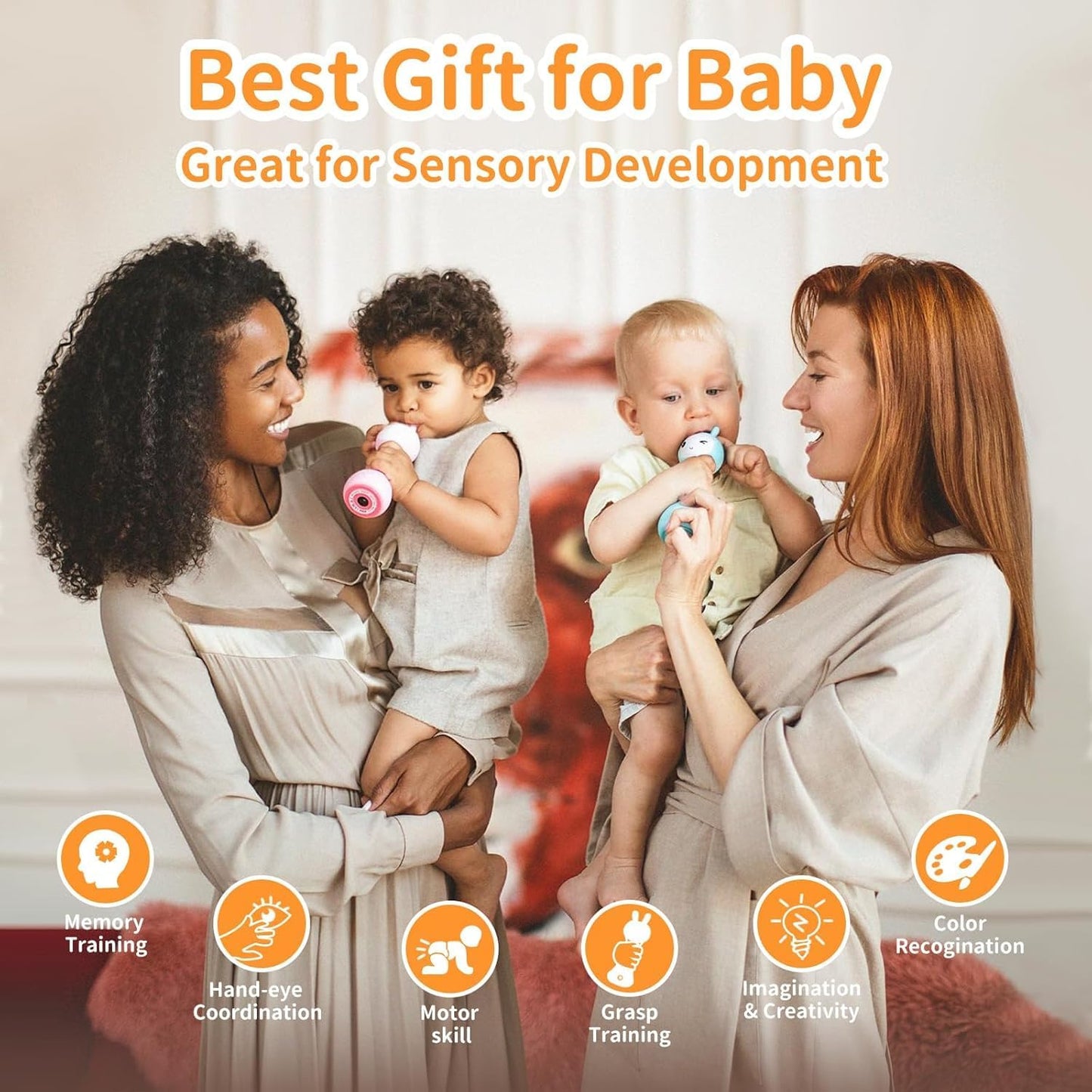 alilo Smarty Bunny Baby Rattle Musical Light Up Sensory Toys, Infants Newborns Baby Teething Toys 0-3-6-7-12 Months,1 Year Old boy/Girl Gifts 4 Music Modes and Color Recognition Function