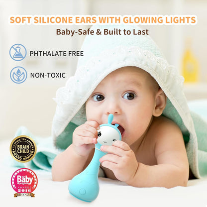 alilo Smarty Bunny Baby Rattle Musical Light Up Sensory Toys, Infants Newborns Baby Teething Toys 0-3-6-7-12 Months,1 Year Old boy/Girl Gifts 4 Music Modes and Color Recognition Function