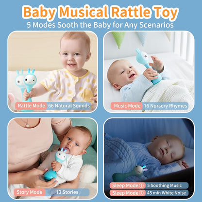 alilo Smarty Bunny Baby Rattle Musical Light Up Sensory Toys, Infants Newborns Baby Teething Toys 0-3-6-7-12 Months,1 Year Old boy/Girl Gifts 4 Music Modes and Color Recognition Function