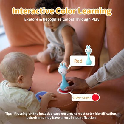 alilo Smarty Bunny Baby Rattle Musical Light Up Sensory Toys, Infants Newborns Baby Teething Toys 0-3-6-7-12 Months,1 Year Old boy/Girl Gifts 4 Music Modes and Color Recognition Function