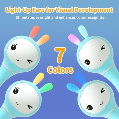 alilo Smarty Bunny Baby Rattle Musical Light Up Sensory Toys, Infants Newborns Baby Teething Toys 0-3-6-7-12 Months,1 Year Old boy/Girl Gifts 4 Music Modes and Color Recognition Function