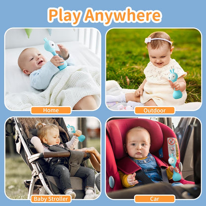 alilo Smarty Bunny Baby Rattle Musical Light Up Sensory Toys, Infants Newborns Baby Teething Toys 0-3-6-7-12 Months,1 Year Old boy/Girl Gifts 4 Music Modes and Color Recognition Function